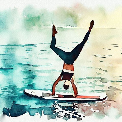 A person performing a handstand on a balance beam - Comic book style