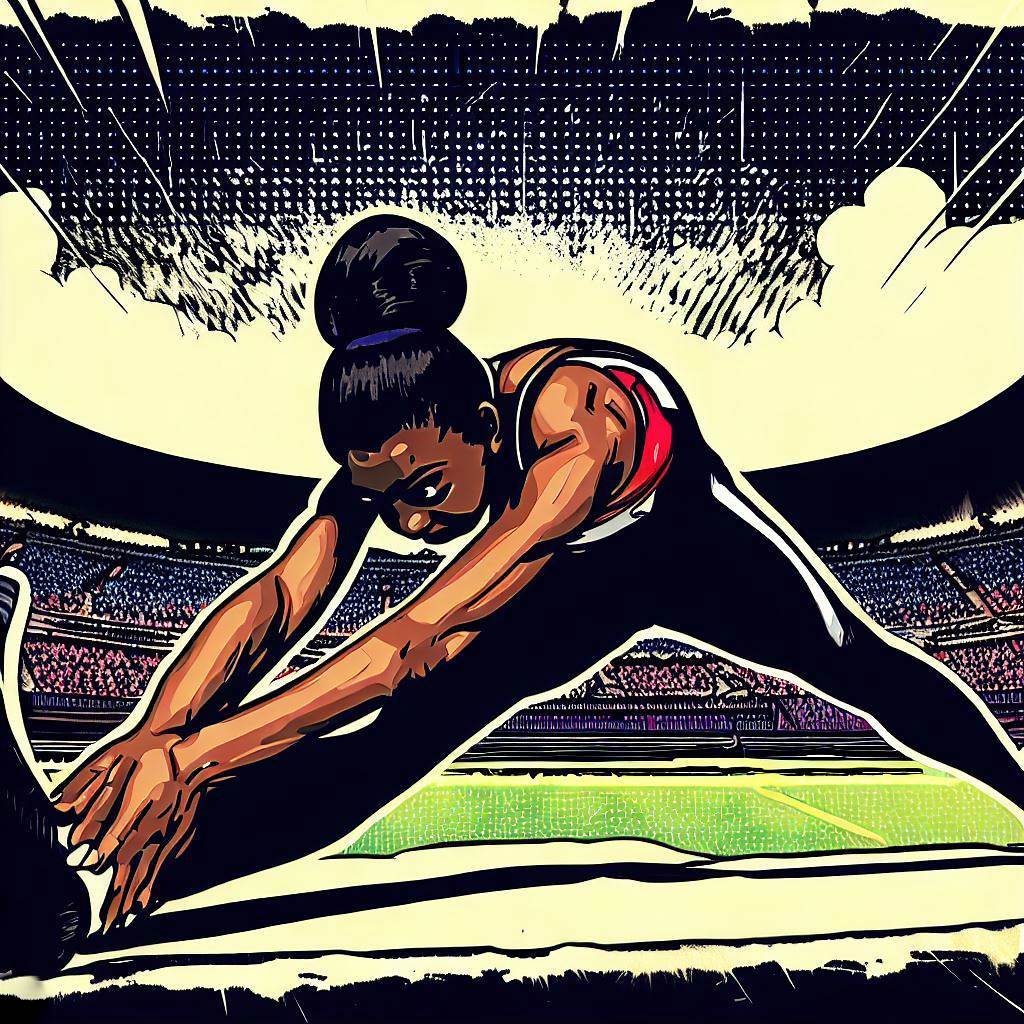 Athlete stretching before a competition - Comic book style