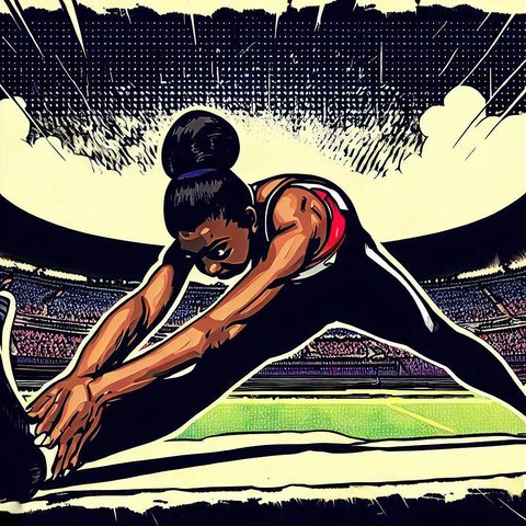 Athlete stretching before a competition - Comic book style