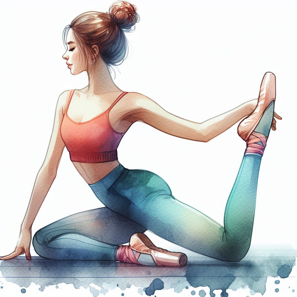 A woman doing a ballet-inspired workout - Watercolor style