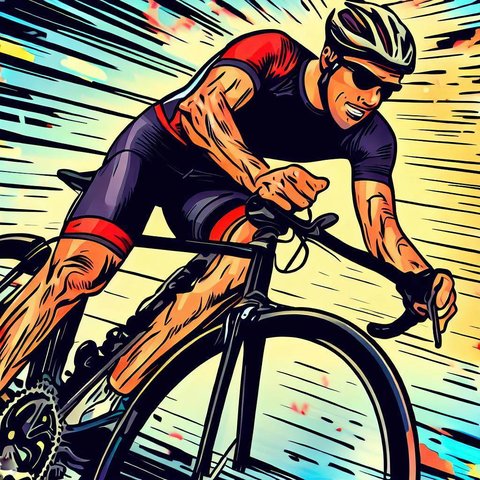 A cyclist racing in a professional competition. - Comic book style